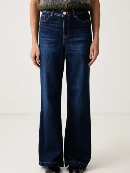 Mos Mosh blugi wide leg pentru femei albastru