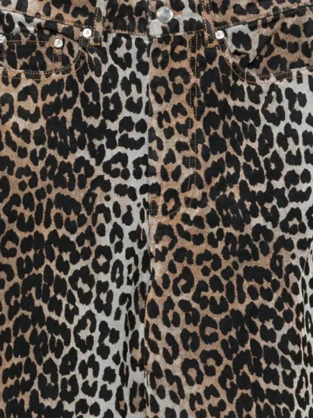 Pantaloni Ganni cu imagine cu model leopard maro