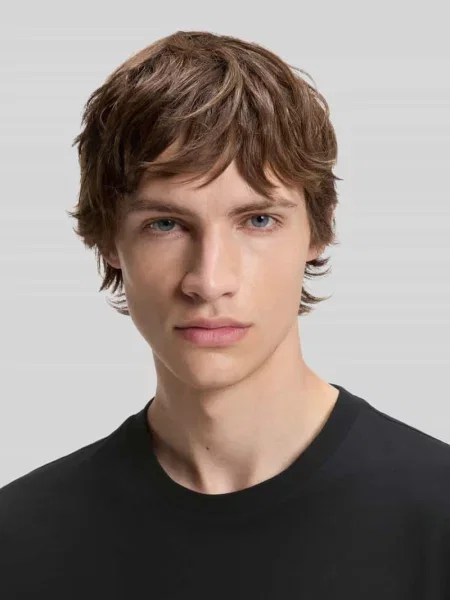Krój regular fit t-shirt z czystej bawełny model NESPTEE' Hugo Blue czarna
