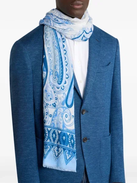 Fular Etro cu model floral albastru