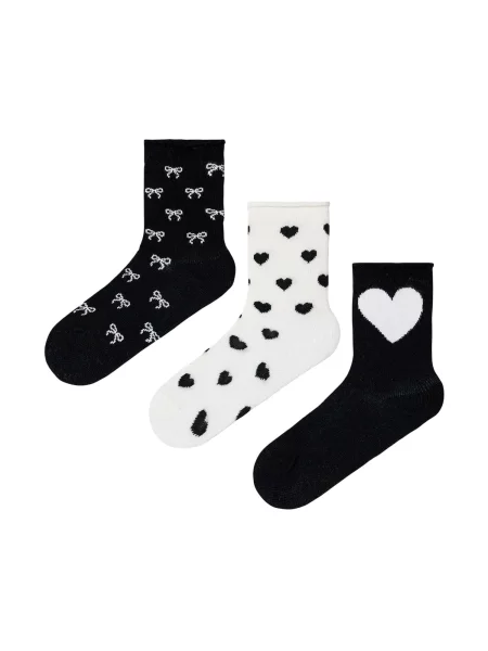 Penti Čarape PENTI Love Bows Bow Knöchelsocken crna bijela