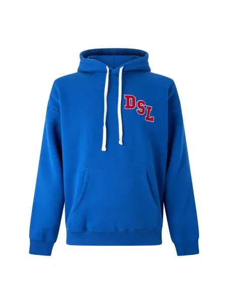 Bluza z kapturem Diesel z kapturem z logo niebieska