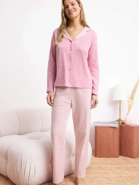 Trendyol Pijama roz deschis alb