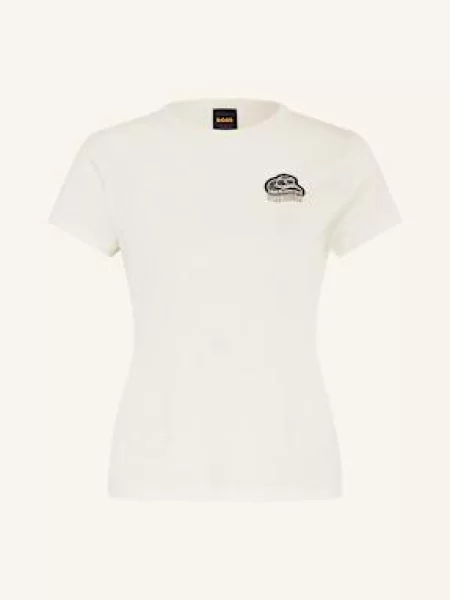 T-shirt o kroju Slim Fit z czystej bawełny Boss Orange biała