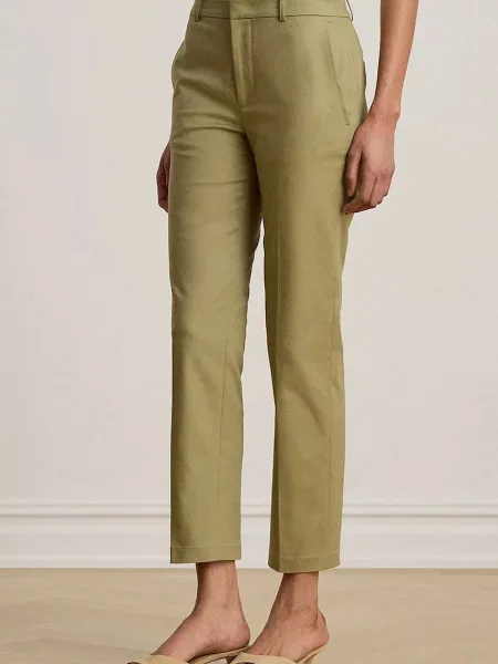 Lauren Ralph Lauren pantaloni slim fit pentru femei din cu verde
