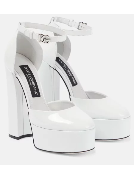 Usnjene lakirane salonarji Dolce&gabbana s platformo bela