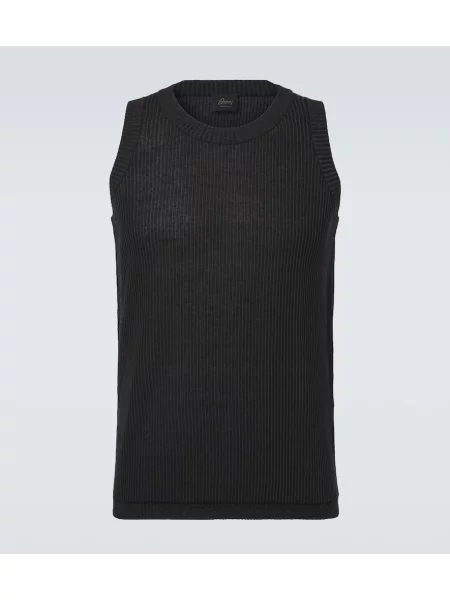 Laneni lanena srajca Brioni črna