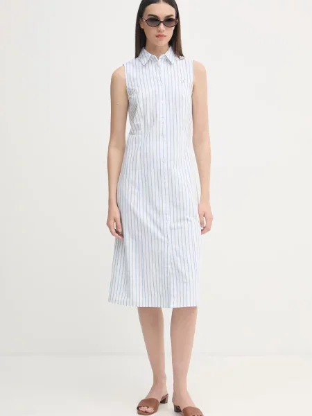 U.S. Polo Assn. obleka SLEEVELESS TIE-BACK MIDI modra