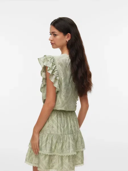 VERO MODA Bluza VMBLISS oliva / pastelno zelena / off-bela bela