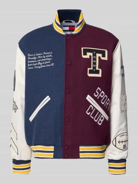 Kroj́ regular fit bomberka z mieszanki wełny model LETTERMAN' Tommy Jeans granatowy