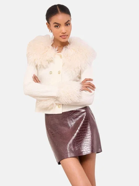 Lipsy Geacă tricotată lână alb