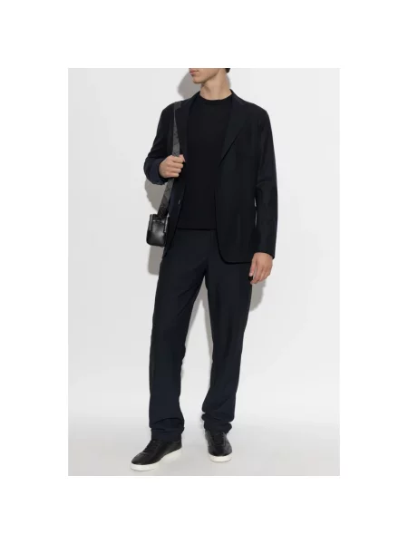 Sweter Giorgio Armani wełniany z logo niebieski