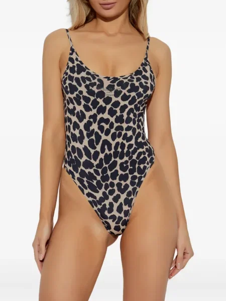 Costum de baie Balmain cu imagine cu model leopard negru