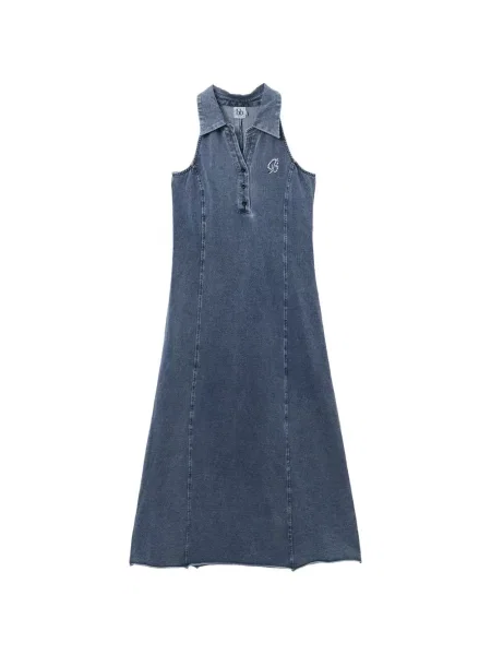 Rochie B+ab cu gât halter cu autograf albastru