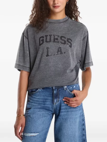 Tricou Guess cu imagine gri