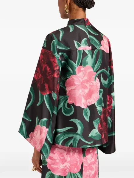 Top La Doublej cu model floral negru