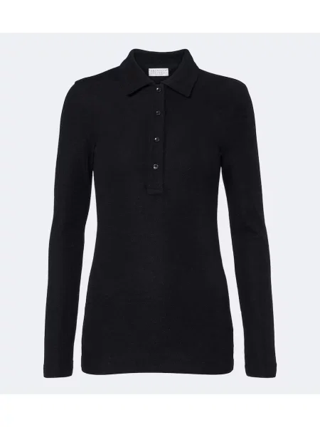 Tricou polo Brunello Cucinelli de lână negru