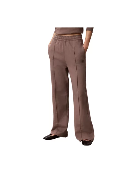 Calvin Klein Jeans Spodnie dresowe Monogram Beżowy ciemny Flare Fit brązowe