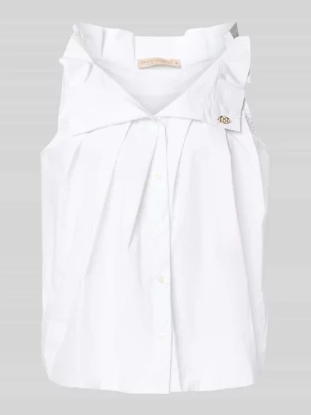 Bluzka z wykładanym kołnierzem i falbanami Rinascimento biała