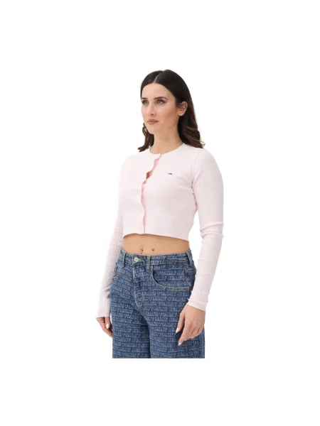 Krótki kardigan Tommy Jeans różowy