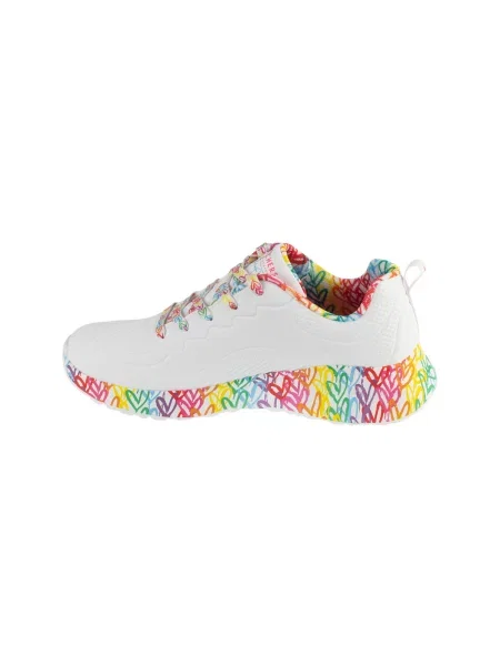Pantofi Skechers cu motiv cu inimi alb