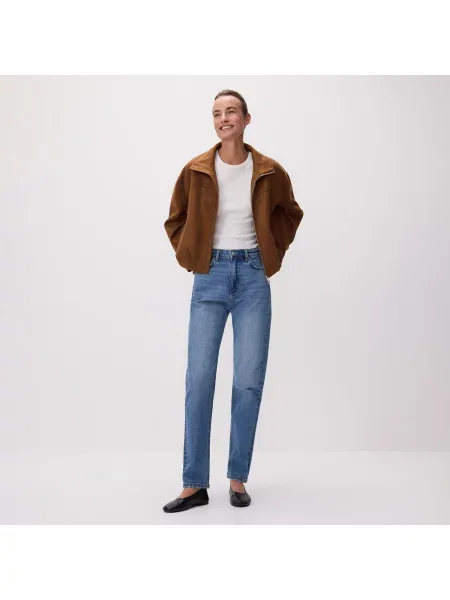 Reserved Mom fit džíny s delší nohavicí modrá