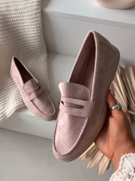 Mocasini Boto din piele roz