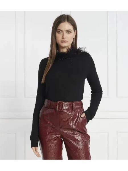 TWINSET Pulover cu adaos de lână și cașmir negru