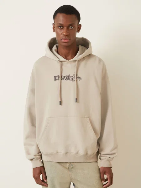 Off-White Bluza Z Kapturem beige biała