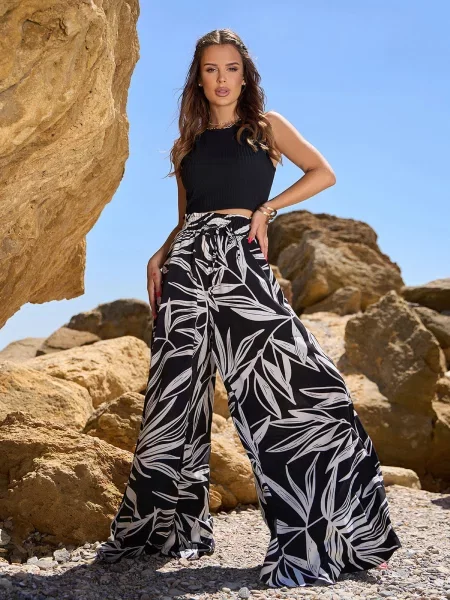 ISSA Plus Штани палаццо чорний