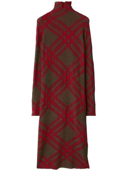Rochie Burberry de lână în carouri de costum verde