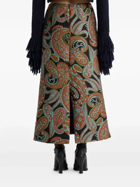 Fustă Etro cu model paisley din jacard negru