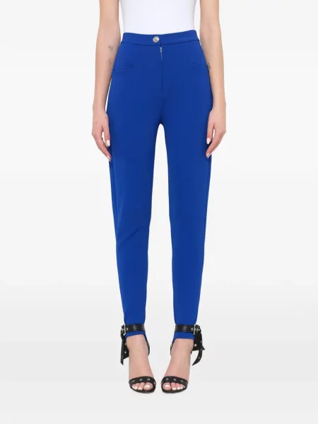 Pantaloni Balmain cu talie înaltă tricotate albastru