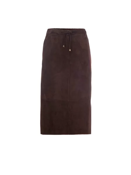 Spódnica skórzana Max Mara brązowa