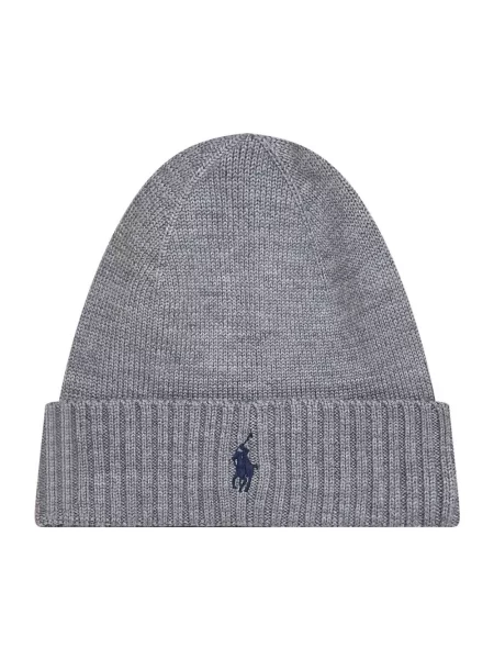 Polo Ralph Lauren czapka wełniana z cienkiej dzianiny wełniana szary