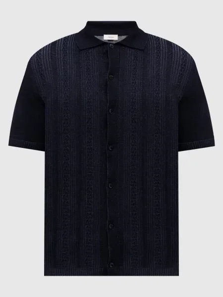 Футболка з льоном та шовком у візерунок Agnona синя