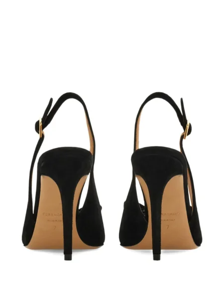 Pantofi cu toc Ferragamo cu funde slingback negru