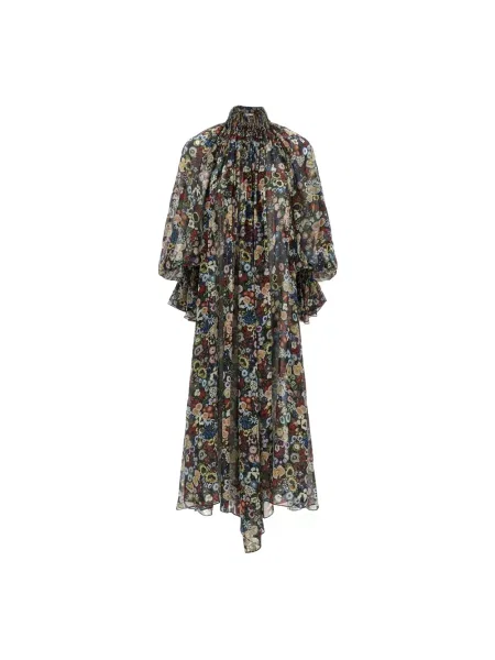 Długa sukienka maxi Khaite szyfonowa garniturowa