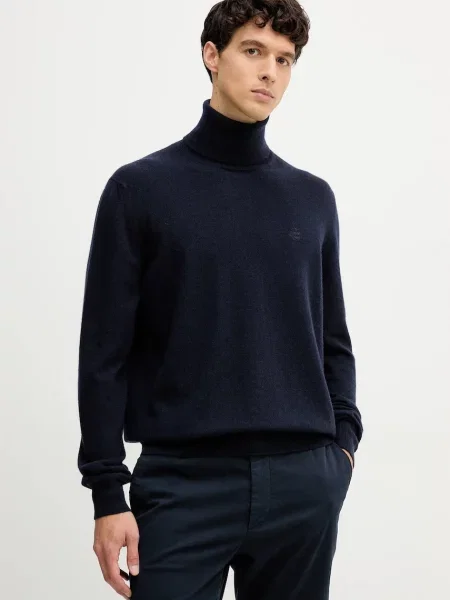 Kašmírový svetr Bally pánský tmavomodrá s golfem