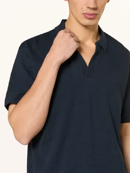 Marc O'polo Pletené Polo Tričko Relaxed Fit tmavě modrá