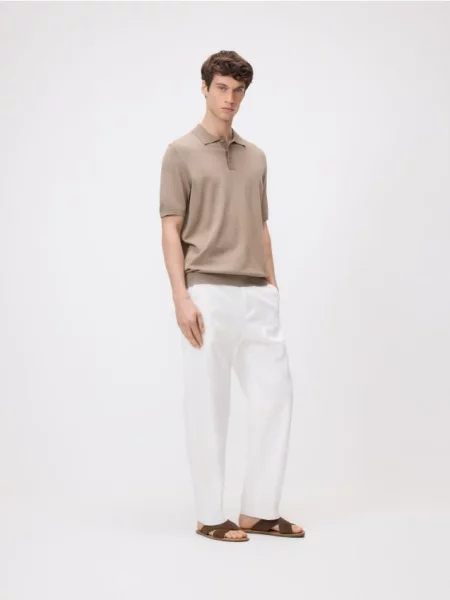 Gulerat tricou polo Reserved bej