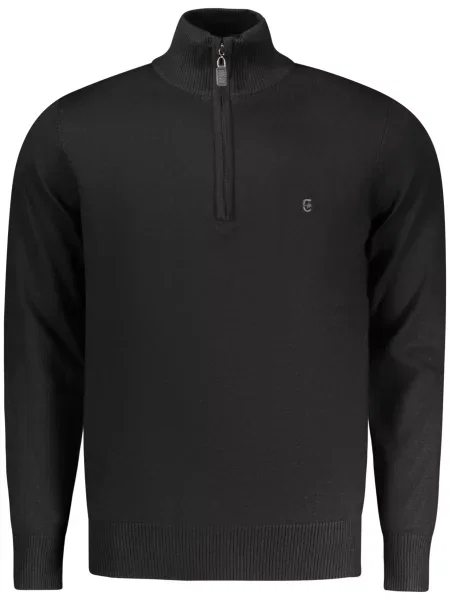 Половин цип пуловер Coveri Moving черно