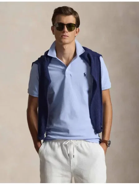 POLO RALPH LAUREN Tenisz póló | Custom slim fit | stretch mesh kék