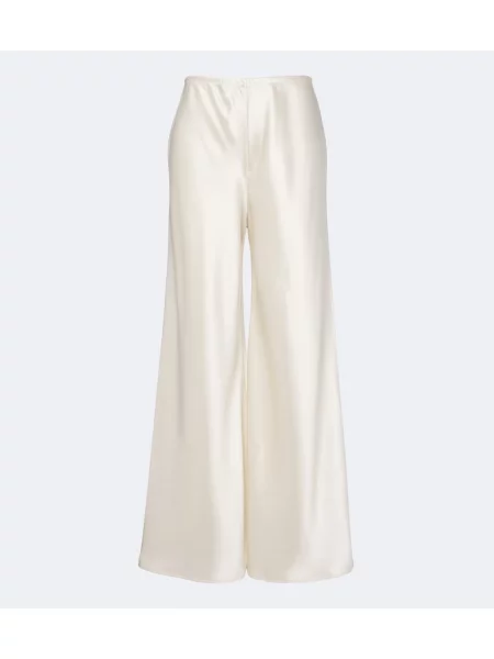 Pantaloni Leset din satin alb