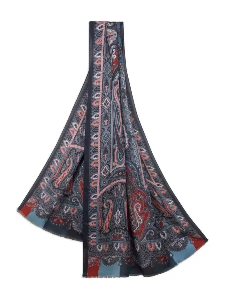 Fular Etro cu model paisley albastru