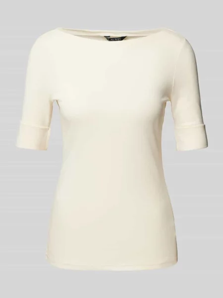 T-shirt krój slim fit z czystej bawełny Lauren Ralph Lauren beżowa