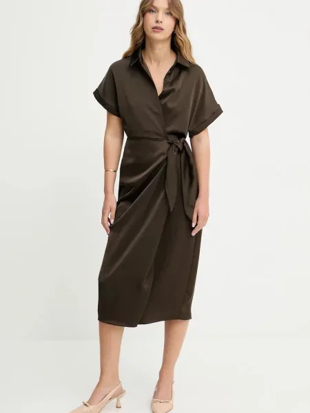 Haljina Answear.LAB midi ravna smeđa