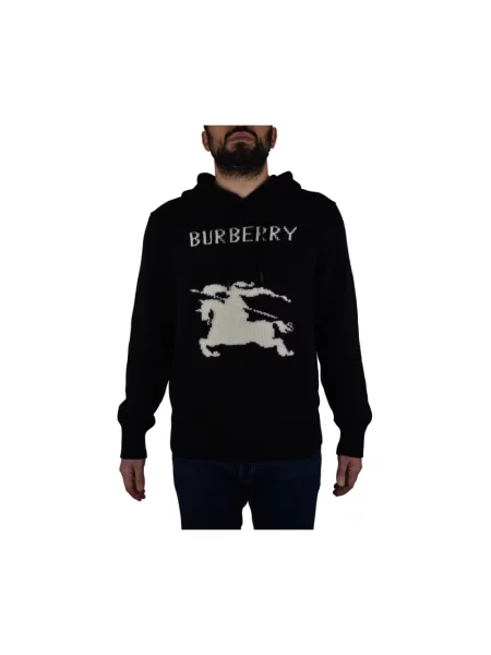 Bluza z kapturem Burberry wełniana czarna