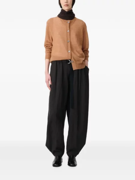 Cardigan Studio Nicholson cu decolteu rotund maro