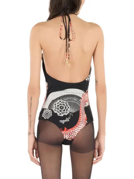 Body Roberto Cavalli cu imagine cu gât halter negru